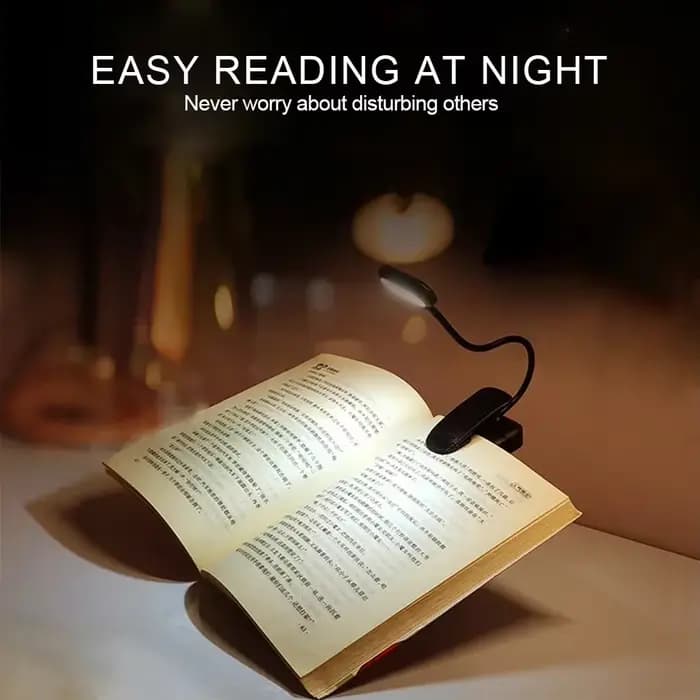 Lampe de lecture LED portable, lumière du jour blanche, flexible, clip facile, lampe de nuit, chambre à coucher