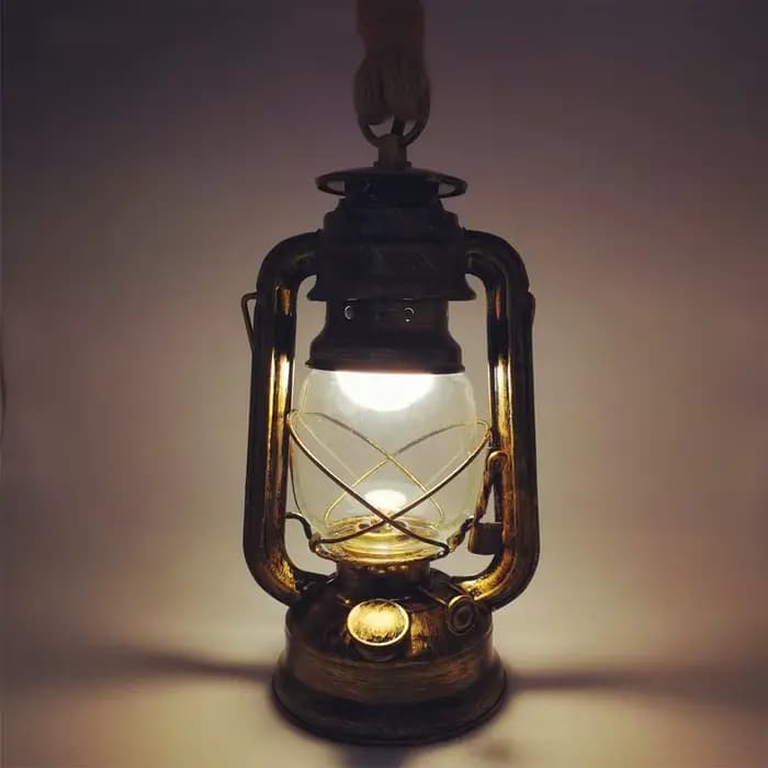 Lanterne Suspendue en Corde de Chanvre Style Rétro, Luminaire Décoratif d'Nik, Style Industriel Vintage, Idéal pour un Loft ou un Bar