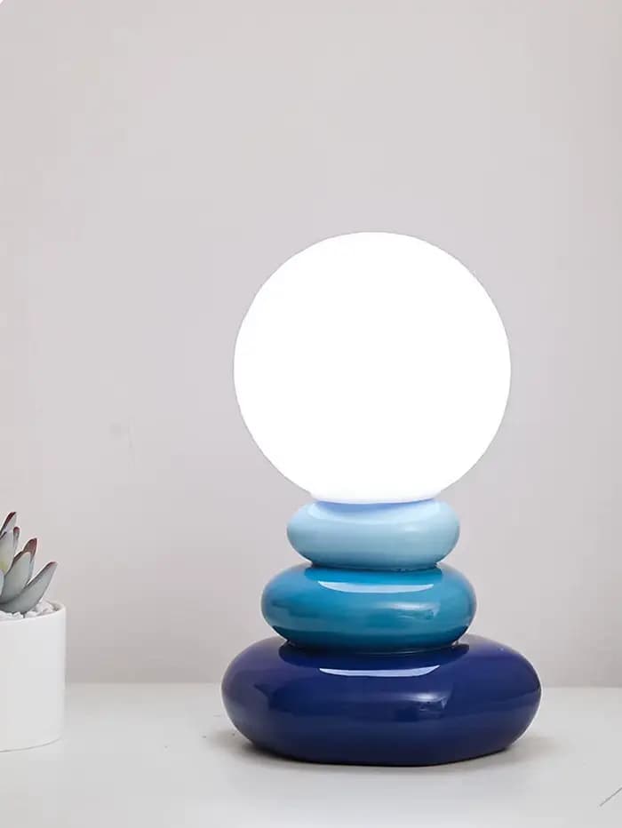 Lampe de table LED en céramique orange/bleue/grise pour chambre à coucher, lampe d'ambiance de bureau, lampe de chevet, lampe lune Stromatolite, articles de décoration de chambre