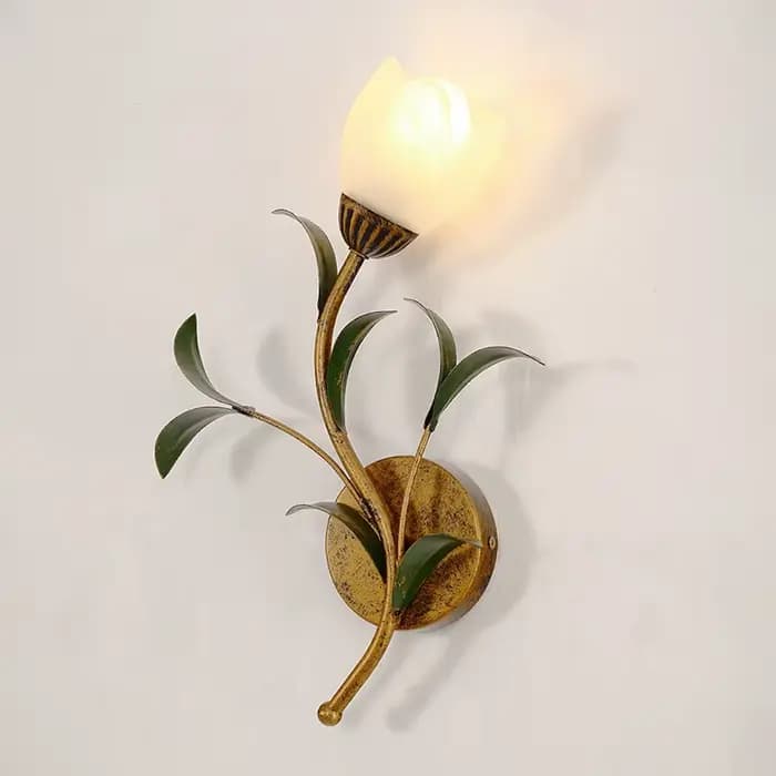 Applique murale à motif floral français, luminaire rétro de style campagnard américain pour salon, chambre à coucher, chevet, hall d'entrée, couloir