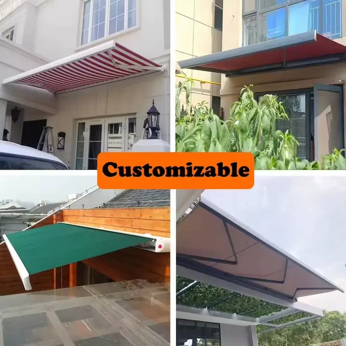 Auvent rétractable en alliage d'aluminium pour extérieur, auvent extensible pour terrasse et balcon, imperméable et résistant aux UV, personnalisable