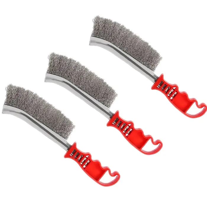 Brosse métallique en acier/brosse à rouleau antirouille en bois, polissage, brosse de nettoyage de Barbecue, adaptée au nettoyage des Grilles de Barbecue