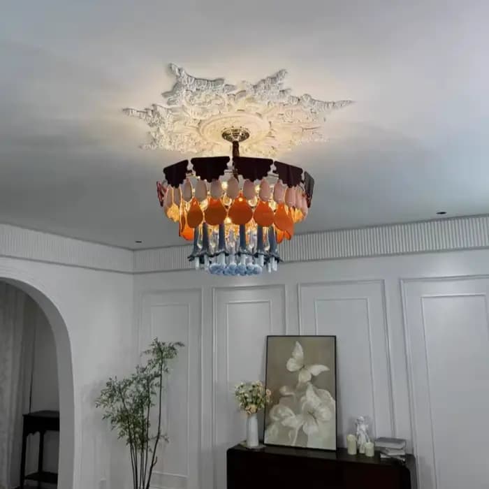 Nordique rétro luxe céramique LED lustre salon Restaurant Villa hôtel chambre couleur plafonnier design décor éclairage