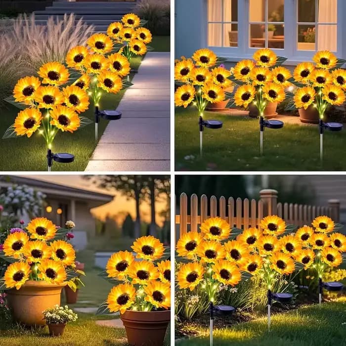 Lampes solaires de jardin en forme de tournesol, décorations extérieures imperméables pour pelouse, aménagement paysager, terrasse et clôture
