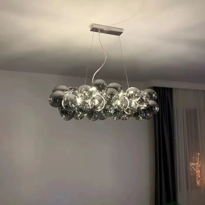 Lustre bulle nordique en verre gris fumé, suspension créative de luxe pour chambre, salon, restaurant