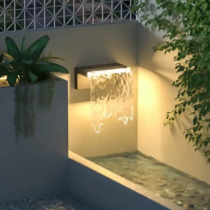 Lampes de cour de villa, lampes murales extérieures IP67, imitant l'eau qui coule, aménagement paysager de cour, lampes de jardin, lampe murale LED