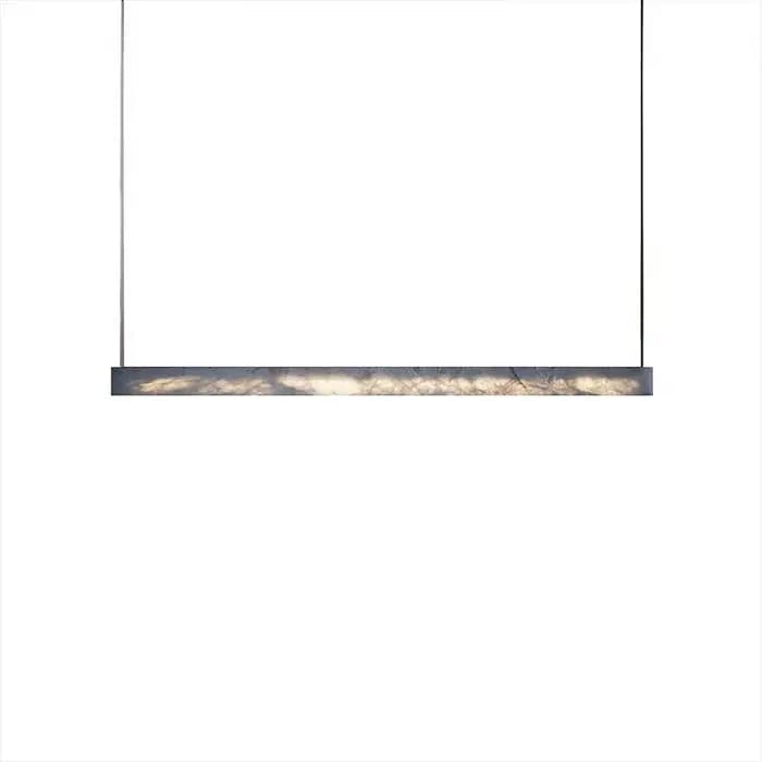 Lustre LED en marbre imité haut de gamme, lustre de salle à manger minimaliste moderne, suspension de luxe, décoration d'art long, exposition