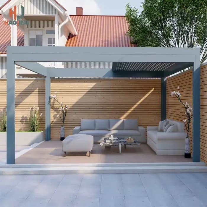 Pergola Bioclimatique Automatique en Aluminium Télescopique 4x3 pour Jardin Extérieur, Pavillon de Patio, Personnalisable