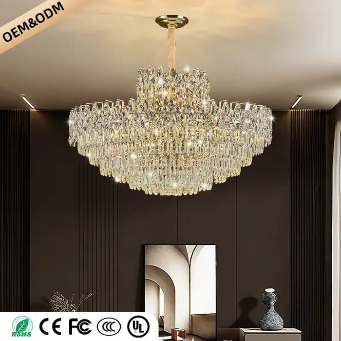 Lustres en cristal de luxe Lustre suspendu haut de gamme Villa salon Hall éclairage Lustre Table à manger pendentif plafonnier