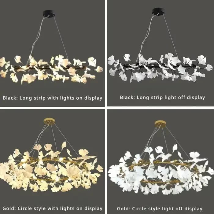 Nordique or feuille de Ginkgo acrylique Art Led lustre pour escaliers hôtel salle à manger salon Restaurant suspension lampe décoration
