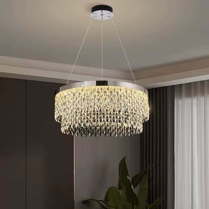 Lustre en cristal de luxe moderne avec télécommande pour salon et salle à manger, adaptabilité et élégance pour une ambiance sophistiquée