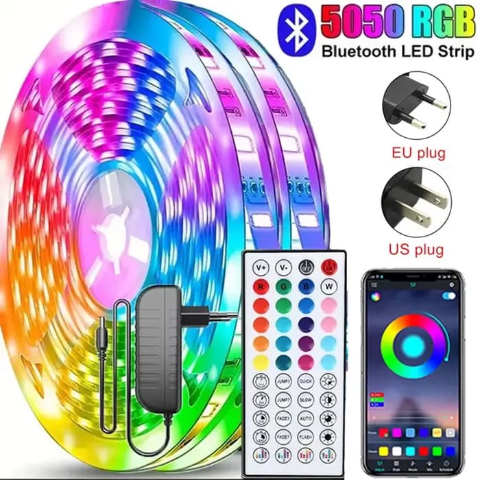 Bande lumineuse LED 24V 5050 RGB, Flexible, ruban lumineux, Diode pour décoration de chambre, éclairage avec prise ue US 5m-40m