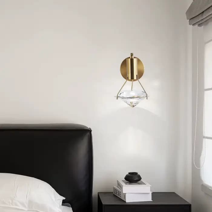 Moderne cuivre cristal suspension de luxe Led suspendu plafonnier chevet Suspension luminaire pour chambre décor à la maison Lustres