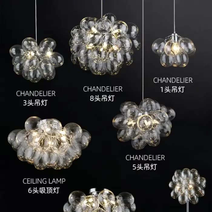Lustre bulle nordique en verre gris fumé, suspension créative de luxe pour chambre, salon, restaurant