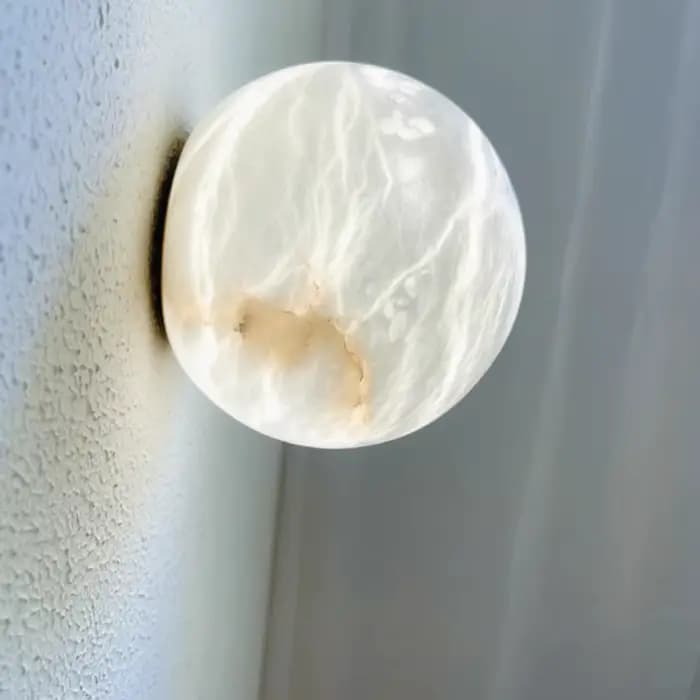 Applique murale moderne en alabâtre à LED, luminaire mural minimaliste en pierre naturelle pour chambre à coucher, chevet, couloir, petit luminaire d'allée