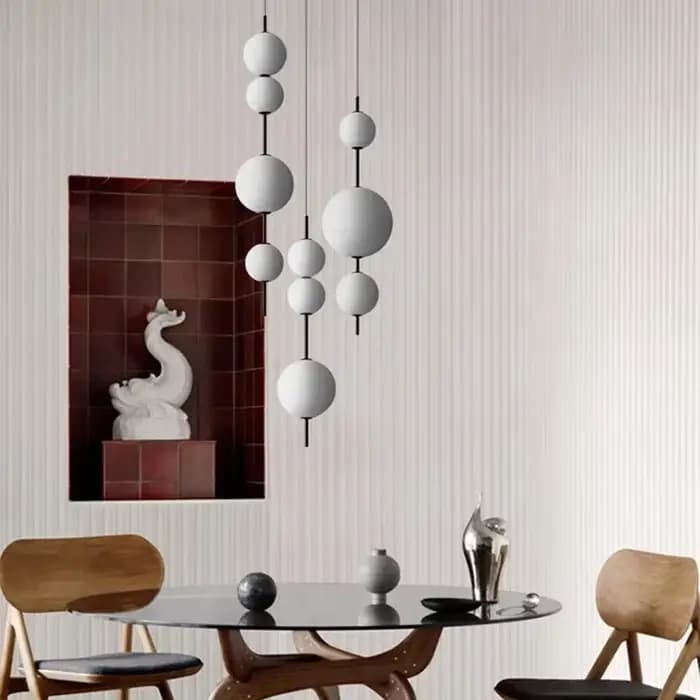 Lustre moderne pour îlot de cuisine, lampe suspendue nordique avec perles en forme de gourde, luminaire décoratif d'intérieur, idéal pour un salon, une chambre à coucher ou une table de chevet