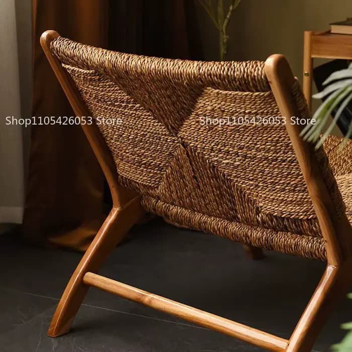 Fauteuil inclinable en rotin et bois massif pour balcon, idéal pour la maison ou l'hébergement touristique