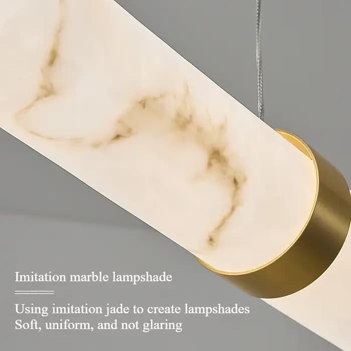Pendentif moderne longue bande lumière droite tout le cuivre imiter la lumière du marbre Restaurant concepteur Simple salon salle à manger lampe