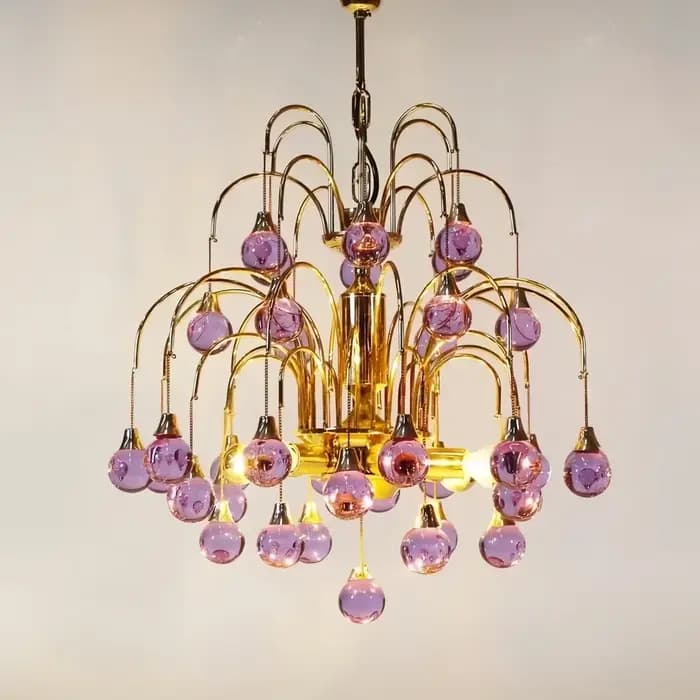 Lustre en verre de Murano italien violet rouge cristal suspension Vintage cerise larme salon salle à manger chambre lampe suspendue