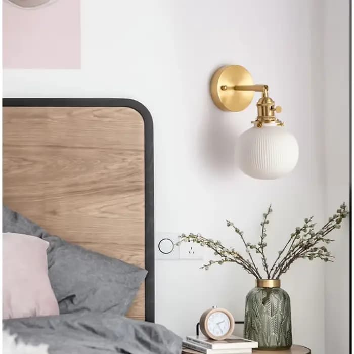 Applique Murale en Céramique pour Chambre à Coucher, oral et, Salon, Restaurant, Décoration Moderne en Cuivre Blanc, 73