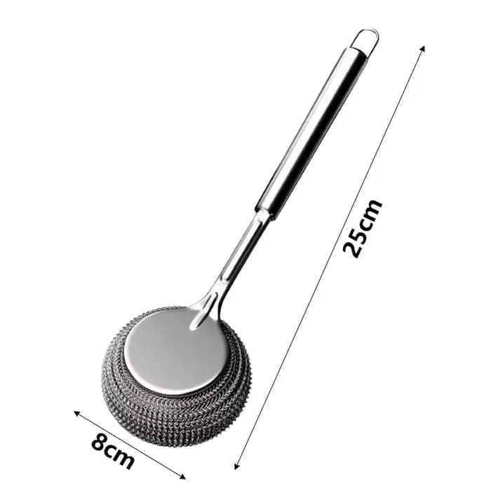 Brosse de Pot en acier inoxydable, brosse spéciale de cuisine, lavage de Pot, boule de laine en acier, brosse de nettoyage de vaisselle à Long manche, brosse de Pot, outil magique