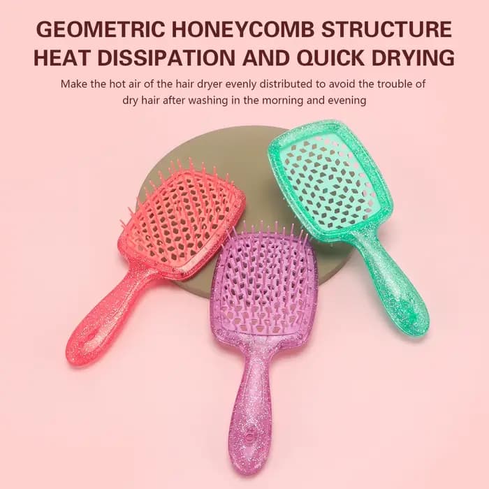 Peigne à coussin d'air évidé, structure géométrique en accent d'abeille, poignées antistatiques, brosses à cheveux led plus riches, outils de barbier, fournitures pour la maison