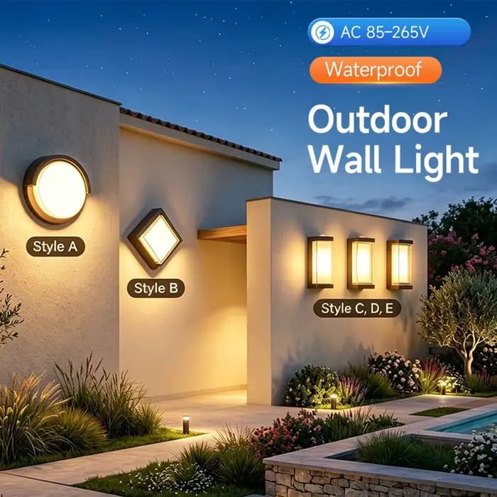 Applique murale extérieure 85-265V IP65 étanche 25W 12W, lampe murale de jardin, couloir, balcon, cour, décoration, lumière chaude, escaliers extérieurs
