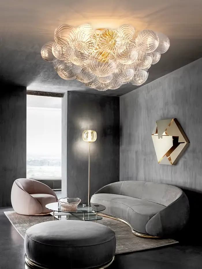 Lustre suspendu à bulles de verre nordique grand foyer boule ronde plafonnier led lampes suspendues art deco pour salon chambre principale occasions spéciales