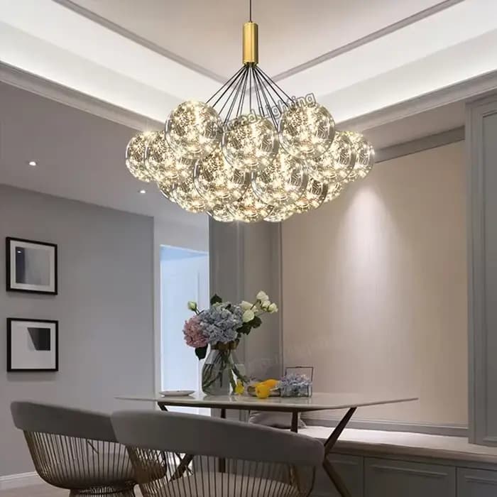Plafonnier LED en forme de boule de verre nordique moderne pour intérieur élégant restaurant chambre à coucher luminaire décoratif suspension luminaire verre transparent fer robuste installation facile garantie 3 ans