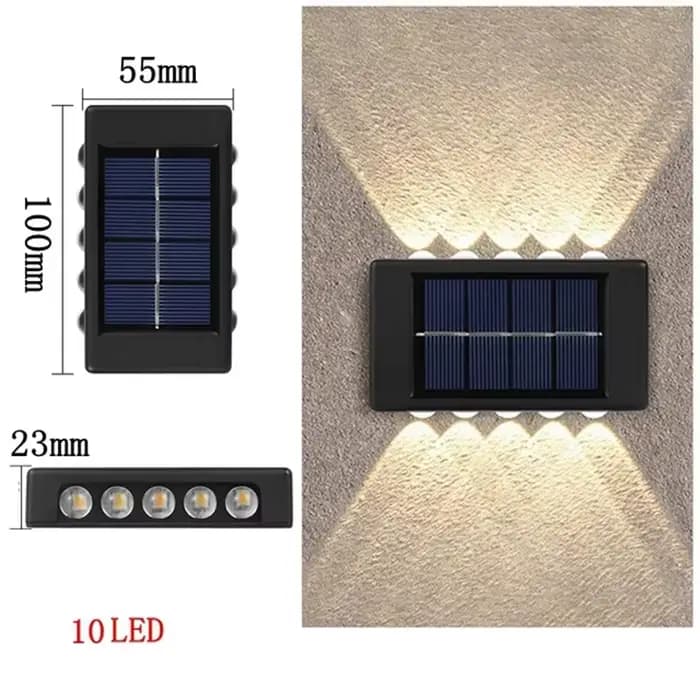 Applique murale extérieure solaire 12 LED lumière de jardin étanche cour Balustrade lampe d'ambiance décorative vers le bas lampe solaire lumineuse