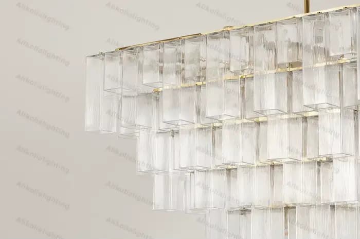 Lustre LED Dimmable en Verre Géométrique Blue Lake 2026, Suspension Luminaire pour Salon