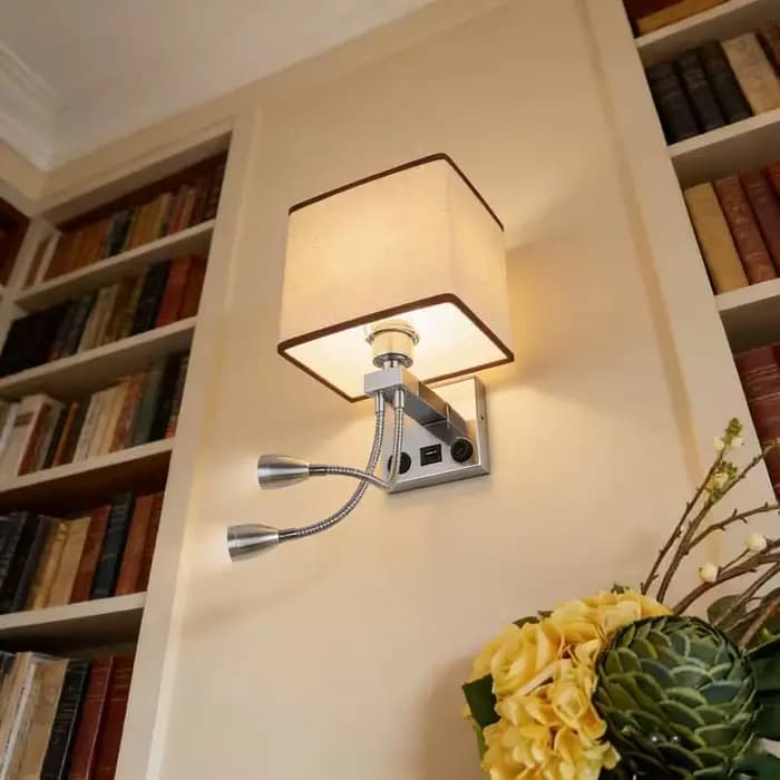 Applique murale moderne E27, lumière de lecture et d'étude protectrice pour les yeux, veilleuse avec interface USB, éclairage de chevet pour chambre à coucher