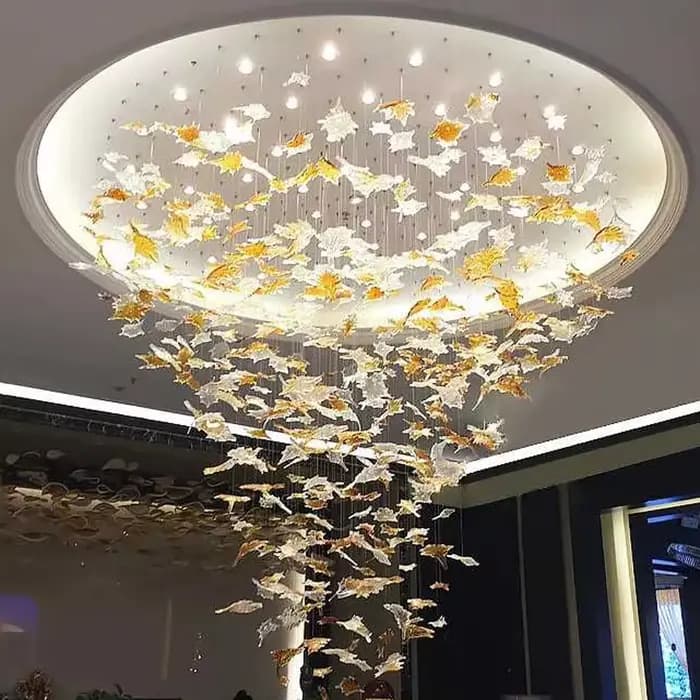 Plafonnier LED en forme de feuille d'érable, design artistique, éclairage d'intérieur, luminaire décoratif de plafond, idéal pour une villa ou un hôtel