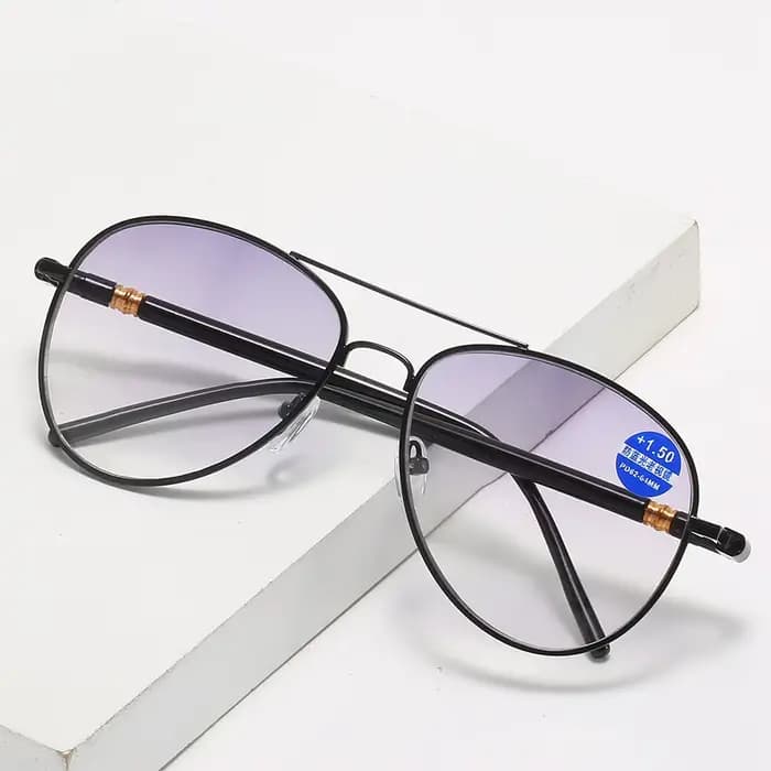Lunettes de lecture anti-lumière bleue à double lumière pour hommes et femmes, lunettes de presbytie pilote, dioptrie + 1.0 à + 3.5, mode