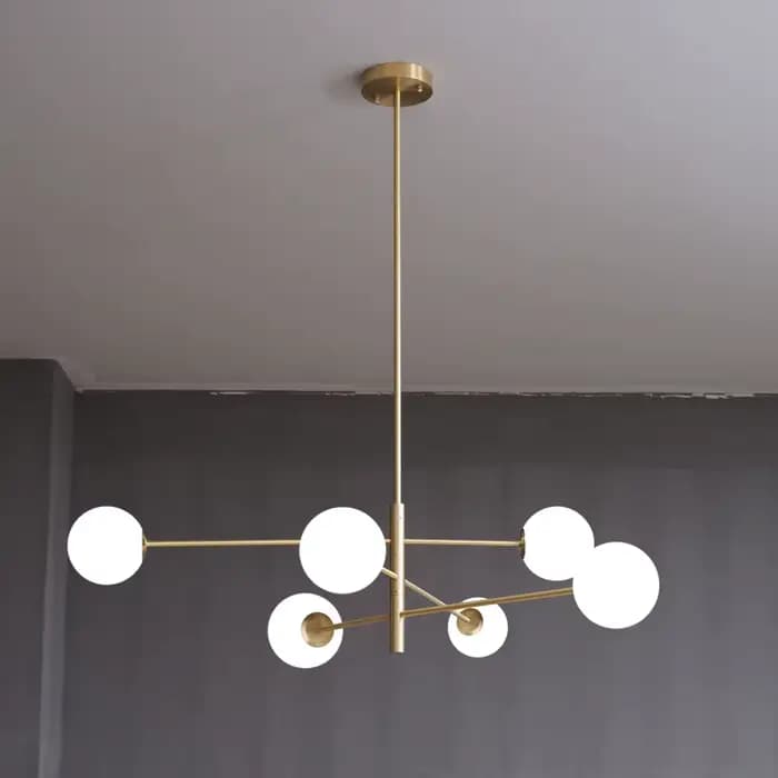 Lustre en cuivre doré avec boule de verre, lustre pour salle à manger, lustre pour îlot de cuisine, éclairage intérieur domestique, noir