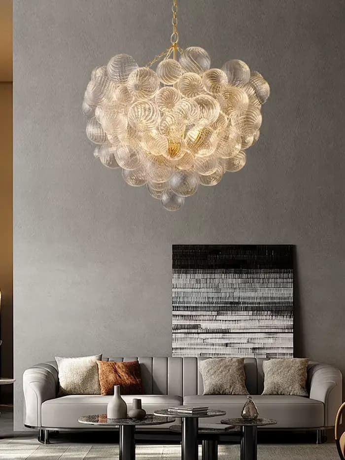 Lustre suspendu à bulles de verre nordique grand foyer boule ronde plafonnier led lampes suspendues art deco pour salon chambre principale occasions spéciales