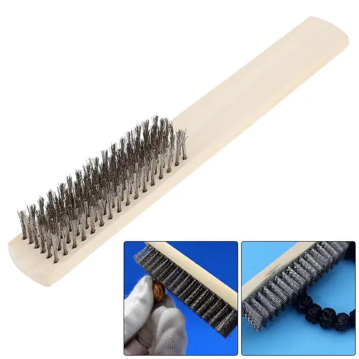 Brosse métallique en acier inoxydable, manche en bois, surface métallique, livres, scories de soudage, peinture, élimination de la rouille, brosse à rayures, D343