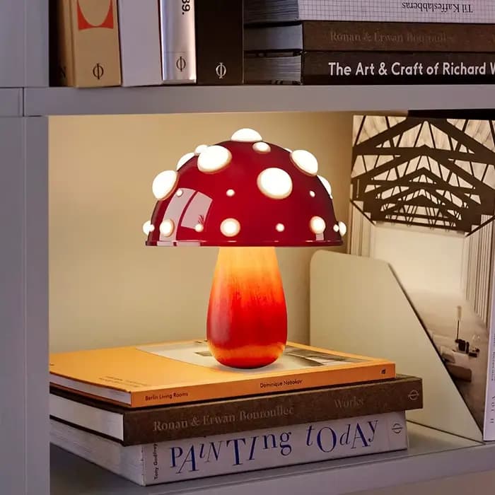 Lampe de table champignon pour enfants, cadeau d'anniversaire, petites veilleuses de chevet, Rechargeable par USB, mignon, éclairage de bureau Fly Agaric