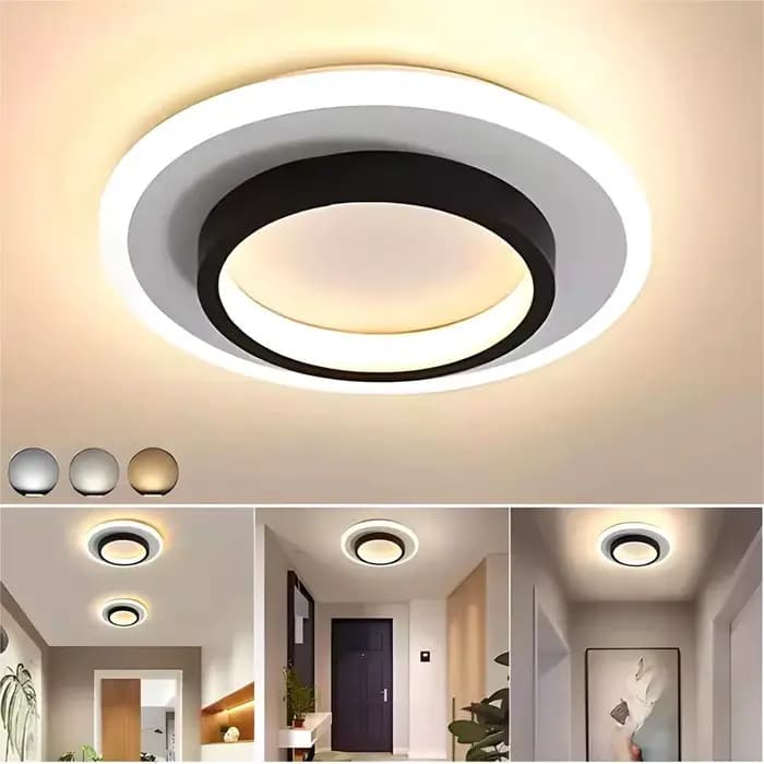 LED allée plafonniers trois couleurs lampe moderne LED plafond lustre balcon entrée escalier décor à la maison luminaires LED Lustre