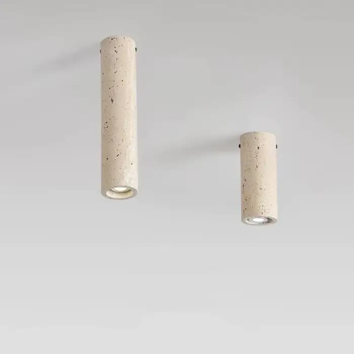 Plafonnier cylindrique en travertin, éclairage encastré en pierre avec ampoule spot E27, luminaires pour balcon, dressing et comptoir