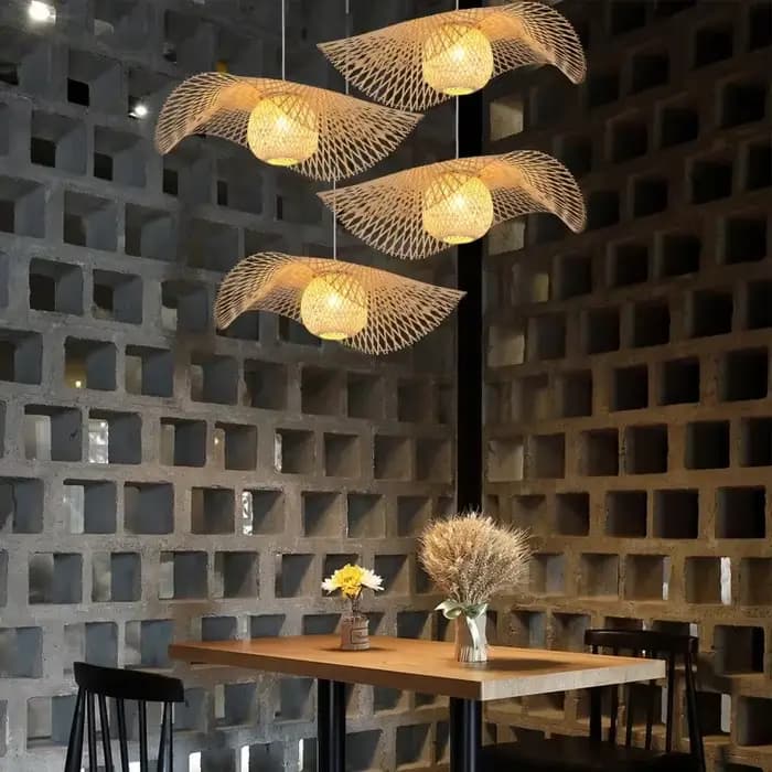 Plafonnier Décoratif en Bambou, Luminaire Décoratif d'Nik, Idéal pour un Restaurant, un Bar ou un Couloir