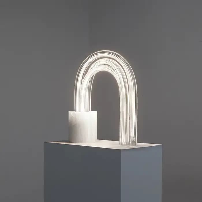 Lampe de Table en marbre moderne Tube acrylique nordique lampe de Table LED pour salon chambre conception Simple éclairage intérieur lampe de chevet