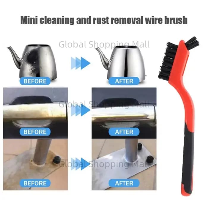 Brosse de nettoyage industrielle en laiton avec poignée incurvée, brosse à poils durs, antirouille, brosse de nettoyage des espaces, outils à main