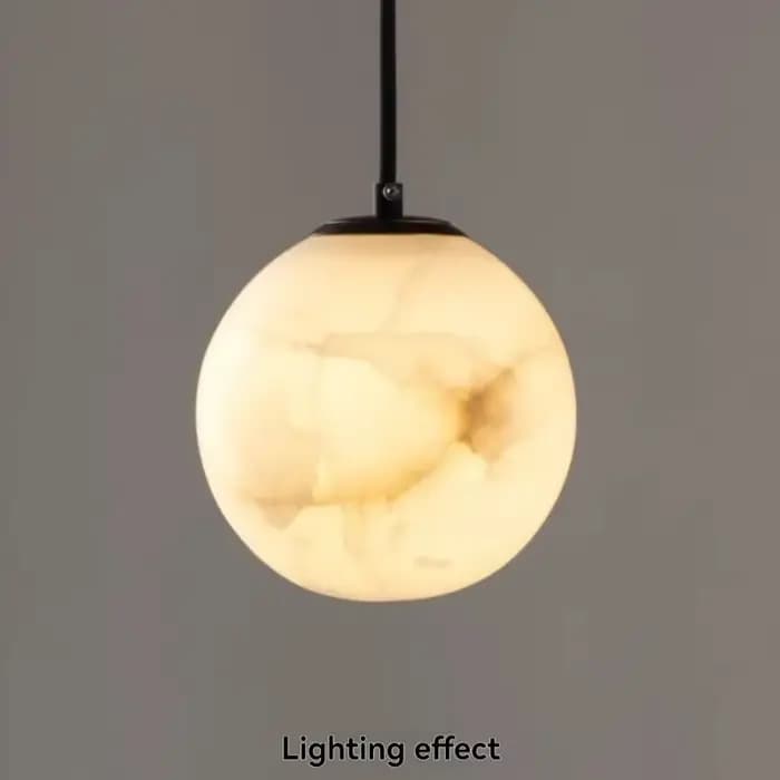 Lampe suspendue en marbre naturel, boule ronde en laiton, plafonnier pour chambre à coucher, lampe de chevet, comptoir de Bar, salle à manger, étude