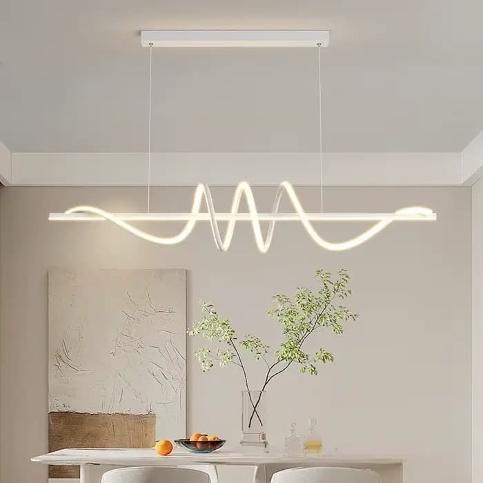 Lustre moderne Table à manger suspension lampe éclairage à la maison salon décoration barre linéaire ondulé lampe minimaliste salle à manger