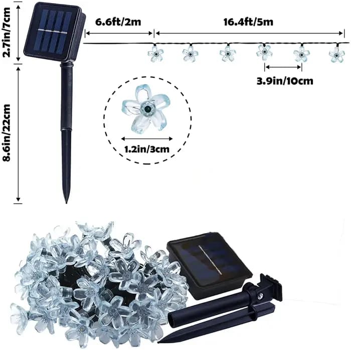 Lumière solaire de jardin fleur extérieure chaîne solaire lumières étanche fée Simulation guirlandes florales lampe décoration de noël