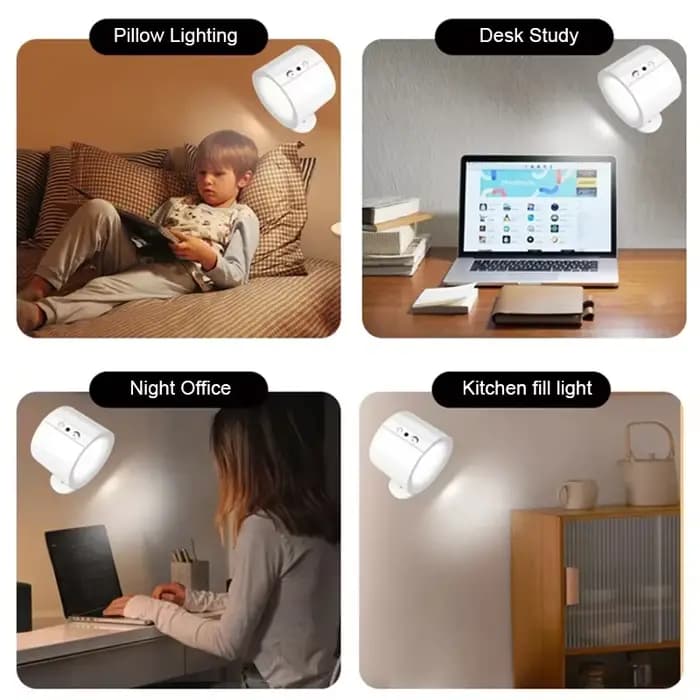 Mur LED lumière Rechargeable tactile Double tête applique 360 rotatif 3 couleurs appliques lumière sans fil veilleuses pour chambre