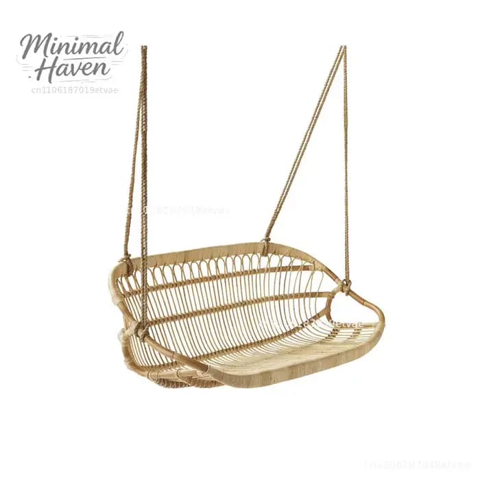 Fauteuil suspendu en rotin pour intérieur, balançoire double en rotin, idéal pour s'asseoir et se reposer, parfait pour balcon, style tendance.