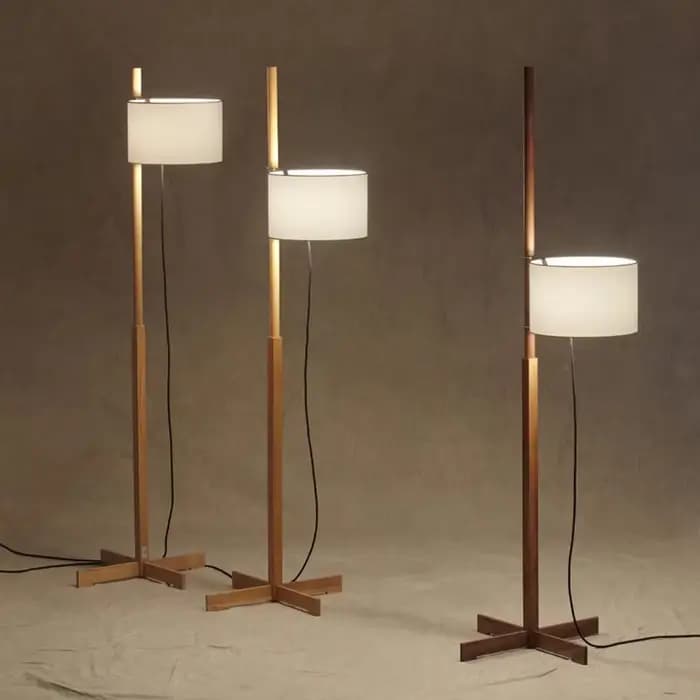 Lampe sur pied japonaise design en tissu, réglable et relevable, lampe sur pied rétro en bois pour salon, lecture