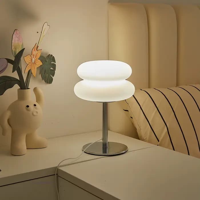 Lampe de table LED en forme de champignon avec prise USB pour chambre à coucher, salon et salle à manger, éclairage d'ambiance (non en verre)